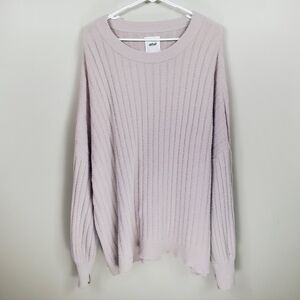 American Eagle Aerie Size L Pink Oversized Ribbed Knit Long Sleeve Sweater
